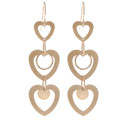 14k Yellow Gold Triple-heart Drop Earrings