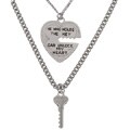 Sterling Silver Heart and Key Medal Set