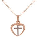 14k Gold Children's Heart and Cross Pendant