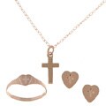 14k Gold Children's Heart and Cross Jewelry Set