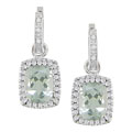 14k Gold 1/2ct Diamond Green Amethyst Earrings
