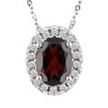 14k White Gold 1/5ct TDW Diamond and Garnet Pendant