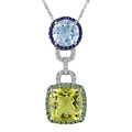 14k Gold 1/5ct TDW Diamond and Multi-gemstone Pendant