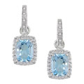 14k White Gold 1/2ct TDW Diamond Blue Topaz Earrings