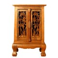 Hand-carved Trees and Flowers Wood Cabinet