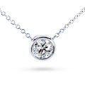 Platinum 1/2ct TDW Bezel Set Round Solitaire Pendant (H-I, I1)
