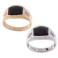 Men's 10k Gold 1/4ct TDW Diamond Black Onyx Ring