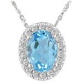 14k White Gold 1/5ct Diamond Blue Topaz Pendant