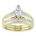 14k Yellow Gold 3/4 ct TDW Marquise and Round Diamond Bridal Ring Set (F-J, I1-I2)