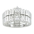 14k White Gold 1/2 ct TDW Round and Baguette Diamond Bridal Ring Set (H-I, I1)