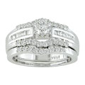 14k White Gold 3/4ct TDW Round and Baguette Diamond Bridal Ring Set (H-I, I1)