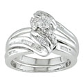 14k White Gold 1/2 ct TDW Round and Baguette Diamond Bridal Ring Set (H-I, I1)