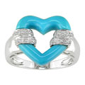14k White Gold Turquoise & Diamond Heart Ring