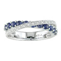 14k White Gold 1/10ct Diamond & Sapphire Ring