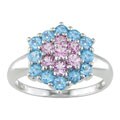 14k White Gold Sky Blue Topaz Pink Tourmaline Ring