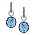 14-kt White Gold 1/10-ct TDW Diamond & Blue Topaz Sapphire Earrings