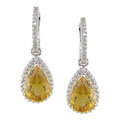 14-kt White Gold & 1/3-ct TDW Diamond Citrine Hoop Earrings