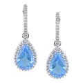 14k Gold 1/3ct Diamond Blue Topaz Hoop Earrings