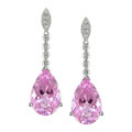 14k Gold Pink Topaz 1/6ct TDW Diamond Earrings