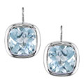 14k White Gold Square Blue Topaz Earrings