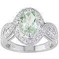 14k Gold 1/6ct TDW Diamond Green Amethyst Ring