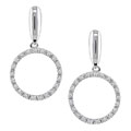 14k Gold 1/6ct TW Diamond Circle Drop Earrings