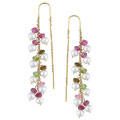 14k Gold Gemstone Cultured FW Pearl Earrings