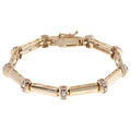 18-kt Yellow Gold over Sterling Silver Diamond-accent Bar Bracelet