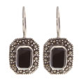 Sterling Silver Marcasite and Onyx Earrings