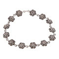 Sterling Silver Marcasite Flower Link Bracelet