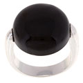 Sterling Silver Round Black Onyx Ring