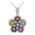 14k White Gold Sapphire 1/2ct TDW Diamond Pendant
