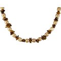 14k Gold FW Pearl and Tiger's Eye Necklace (8-9mm)