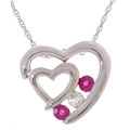 10k White Gold 1/10ct TDW Diamond Ruby Pendant