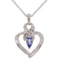 10k White Gold Tanzanite and Diamond Pendant (I-J, I1-I2)