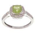 14k White Gold Diamond Peridot Ring