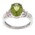 14k White Gold Diamond Peridot Ring