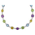 14k White Gold 2ct Diamond Multi Gemstone Necklace