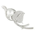 18k Gold 1-1/10ct TDW Diamond Cultured South Sea Pearl Pin