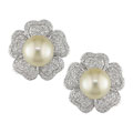 18k Gold 1-1/2ct TDW Diamond South Sea Pearl Earrings (H-I,SI2-I1)