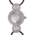 Geneva Platinum Women's Black Cord Watch