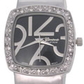 Geneva Platinum White Stitch Fashion Bangle Watch