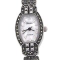 Geneva Platinum Marcasite Rimmed Fashion Watch