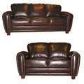 Luxury Brown Leather Sofa and Loveseat