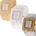 Geneva Platinum Hammered Design Fashion Watch