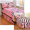 Soccer Girls 4-piece Twin Size Patchwork Quilt Set