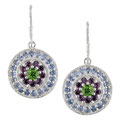 Sterling Silver Multi-Gemstone Drop Earrings