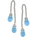 14k Gold 1/3ct TDW Diamond Blue Topaz Earrings
