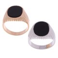 Men's Sterling Silver/18-kt Gold over Silver Onyx Ring