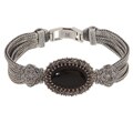 Sterling Silver Marcasite and Onyx Bold Bracelet